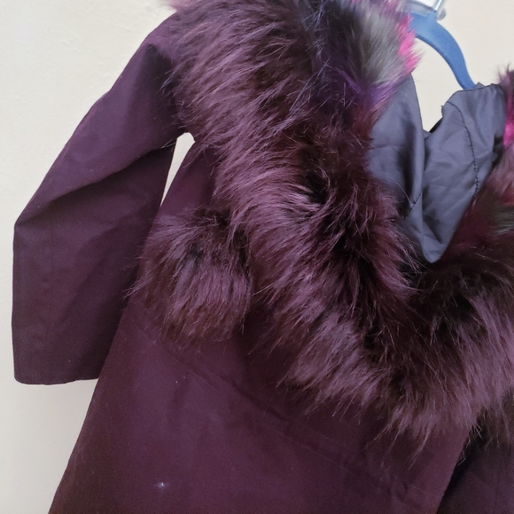 Gianni Bini Purple Fur Hooded Jacket Coat S - Picture 7 of 9